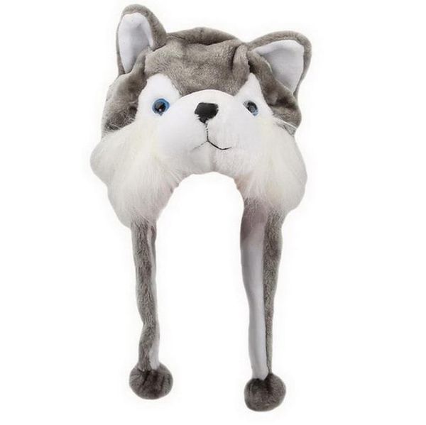 Peluche Divertenti Cappelli per animali Berretto invernale caldo Poliestere con fodera in pile Cosplay Cappello per feste di Natale con paraorecchie Husky Orso polare P