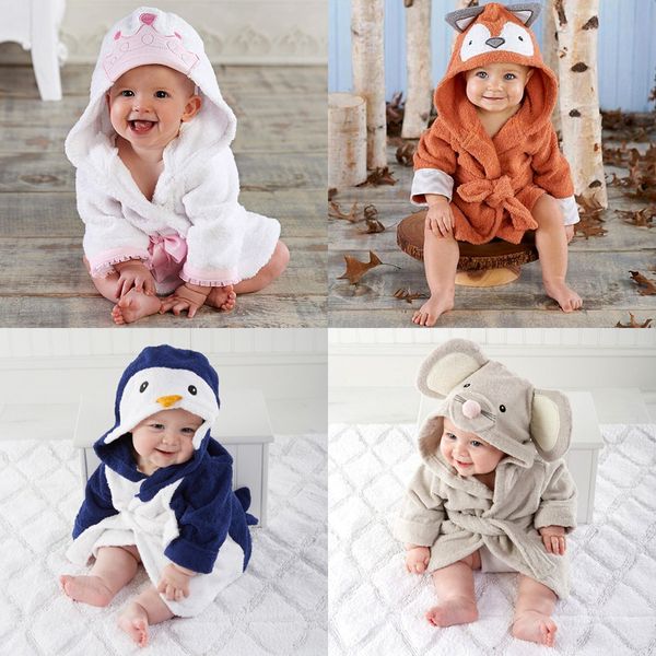 

baby bathrobe with a hood flannel dressing-gown terry bathrobe cute cartoon animal robe 2-9y baby girl winter clothes 201104, Blue;red