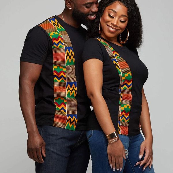 

couple clothes summer t shirt women african print ethnic t-shirt o-neck short sleeve casual tee for women men camiseta 2020, White