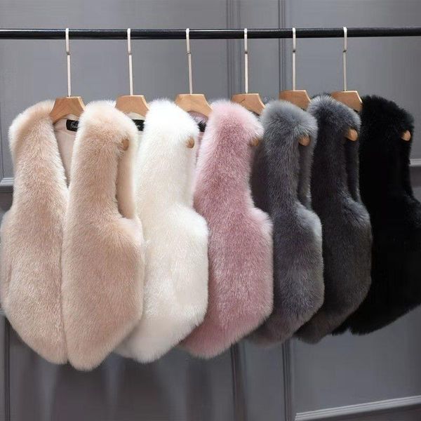 

women's vests 2021 autumn winter vest style plush imitation wool short fashion korean version hair shoulder, Black;white