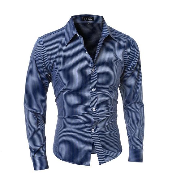 

striped casual fashion print plain men shirt slim fit dress shirt long sleeve spring turn-down collar camisa masculina, White;black