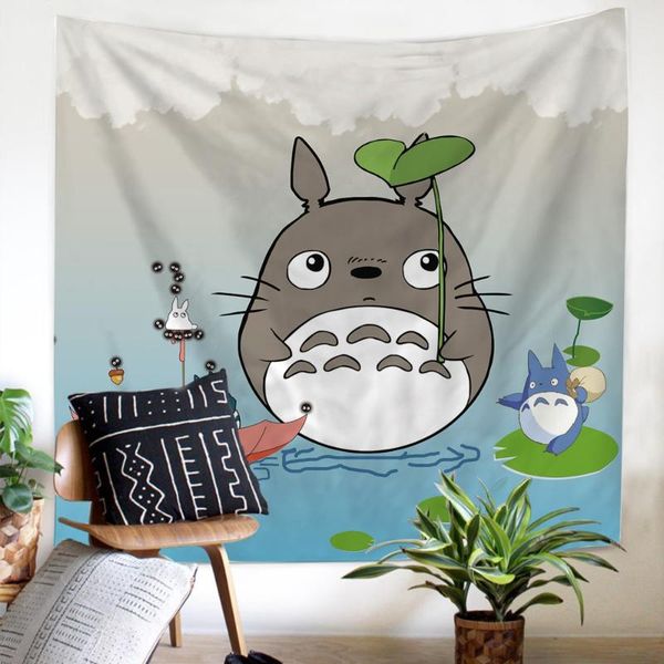 

tapestries cartoon style totoro tapestry wall hanging decoration comfortable twin full queen size white background soft