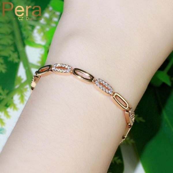 

pera noble 585 rose gold cubic zirconia round shape connected tennis bracelets for women fashion brand jewlery accessories b189, Black