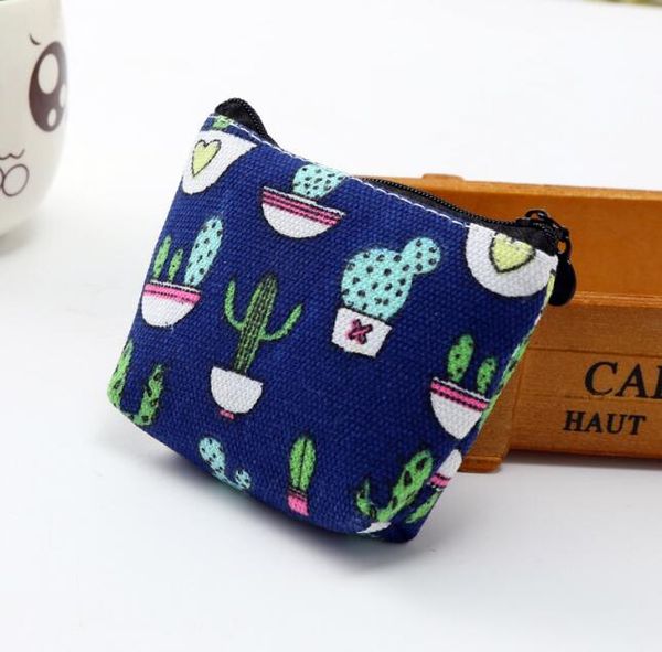 

300pcs women canvas cactus prints short min coin purses mix color, Red;black