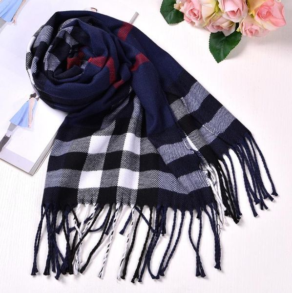 

2021 classic fashion men039s and women039s scarves thick cashmere scarves neck scarves to send t1, Blue;gray