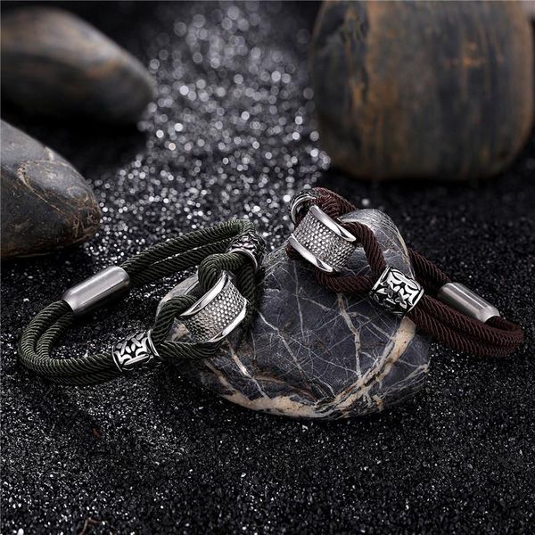 

mkendn men women infinity knot rope leather bracelet titanium stainless steel magnetic cl navy style friendship jewelry pulseras sqciaz