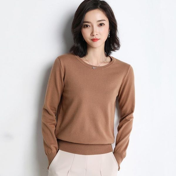 

2020 new spring and autumn sweater ladies women's pullovers o-neck knitted slim soft1, White;black