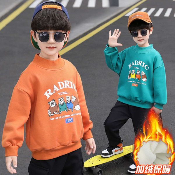 

wool liner korean winter pullover cotton men's letter children's sweater, Black