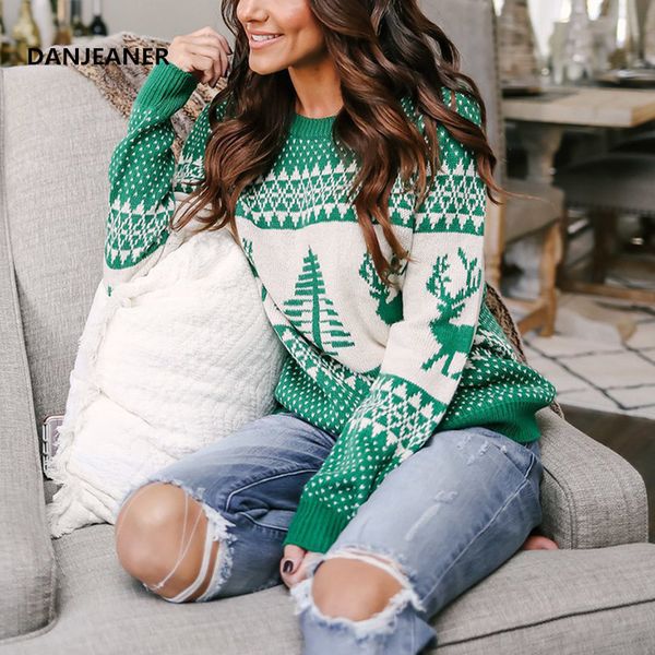 

danjeaner christmas sweater winter classic deer printed knitted pullovers plus size streetwear long sleeve causal jumpers c1120, White;black