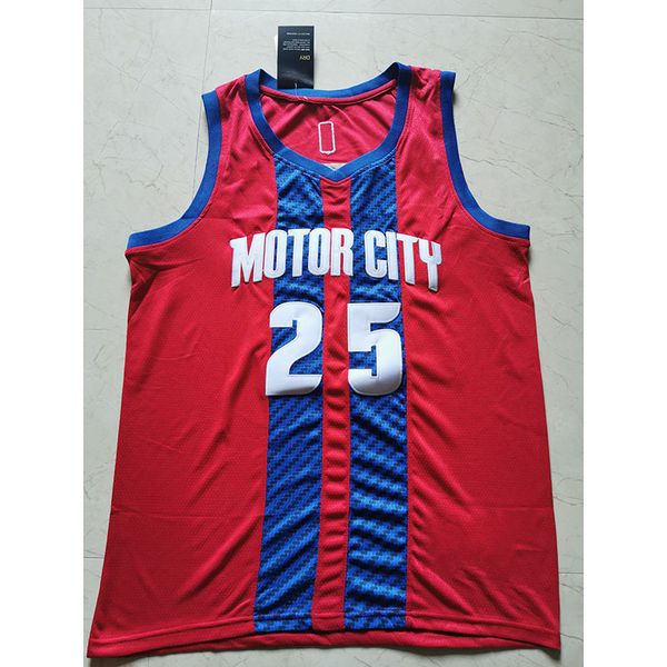 

basketball jersey rose motor city red size s-xxl, Black;red