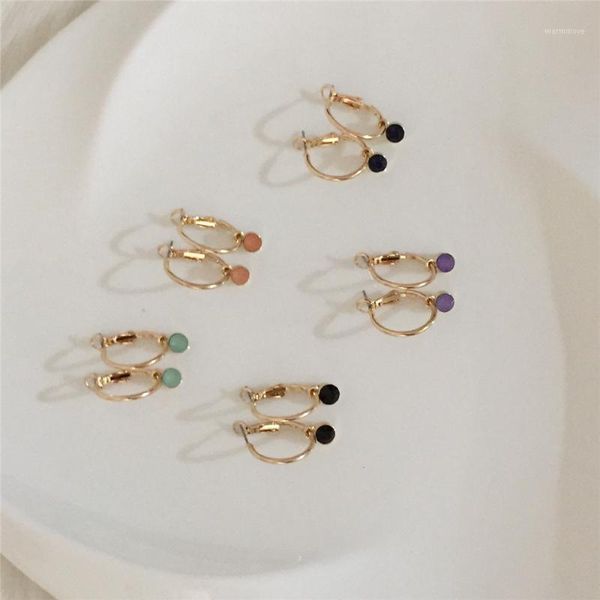 

causal gold color plating multi colored stone decorated hoop earrings for women girl cute delicate beautiful charm jewelry1, Golden;silver