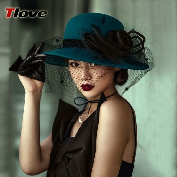 

autumn and winter new woolen fashion small fragrance wool women's wide brim party fisherman's hat