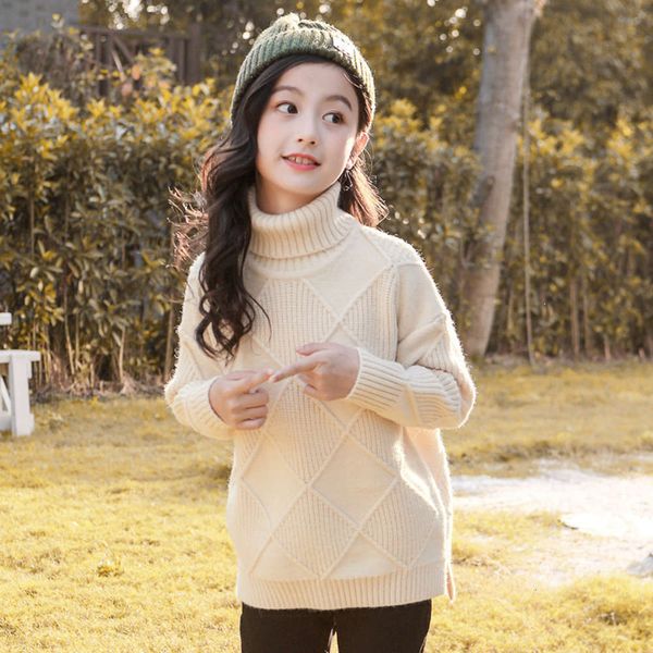 

sweater 2020 girls' new winter high collar pullover for children, Blue