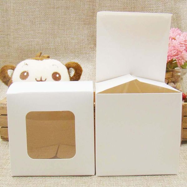 

zeronge ювелирных изделий 10pcswhite kraft black paper пвх window box gift box 101010cm конфета cookie кекс упаковка коробка wmtjil mywjqq