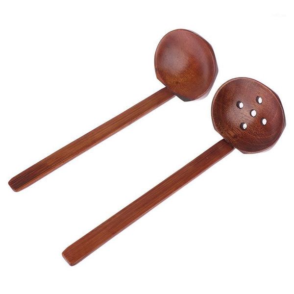 

1pc new long handle wooden spoon ramen spoon pot colander utensils soup1