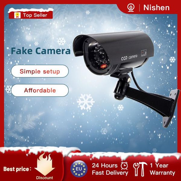 

fake camera outdoor waterproof camera fake ip with led light security surveillance decorative corner using battery
