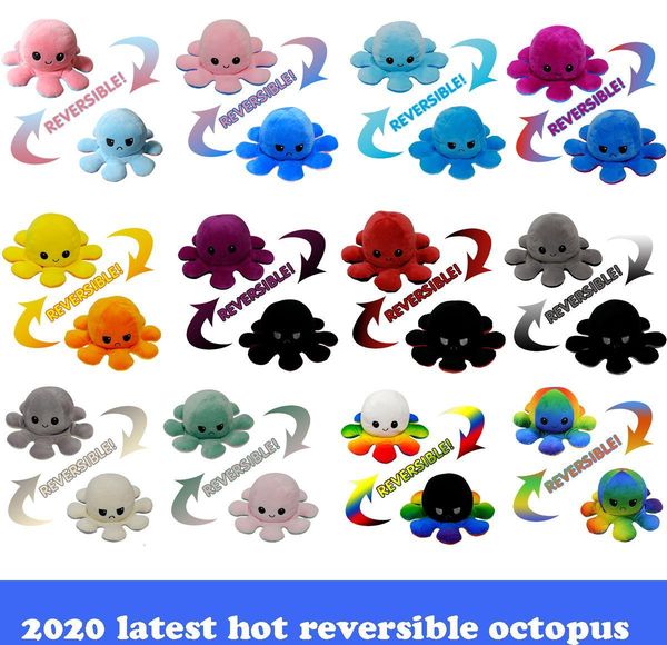 

2020 осьминог фаршированные горячие 10 * 20 см осьминоги игрушки двухсторонние плюшевые животные ped милая последняя экспрессия кукол обрати