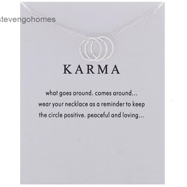 

karma circle necklace geometric 3 creative card three clavicle chain, Silver