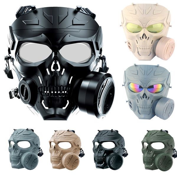 Maschera tattica esterna Paintball Tiro Protezione per il viso Equipaggiamento per Halloween Cosplay Maschera per teschio horror con ventola NO03-322