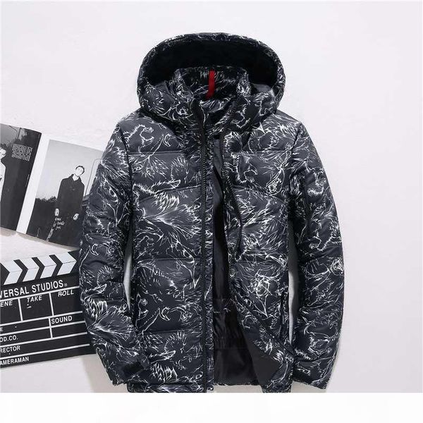 

white duck down jackets men winter warm parka camouflage overcoat casual slim hooded doudoune homme thermal windbreaker jacket, Black