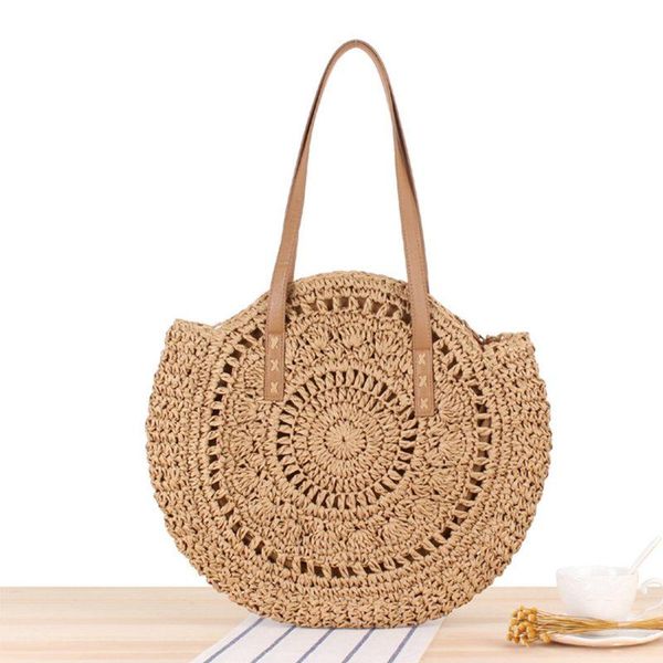 

fashion straw handbag shoulder messenger satchel women tote handle bag