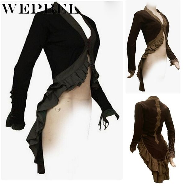 

steampunk women gothic victorian suit tailcoat jacket vintage bolero jacket medieval renaissance retro overcoat cosplay costume q1210, Black;brown