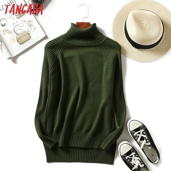 

tangada turtleneck sweater women solid jumper casaco feminino tricot female pullovers long sleeve knitwear winter clothes lj201127, White;black