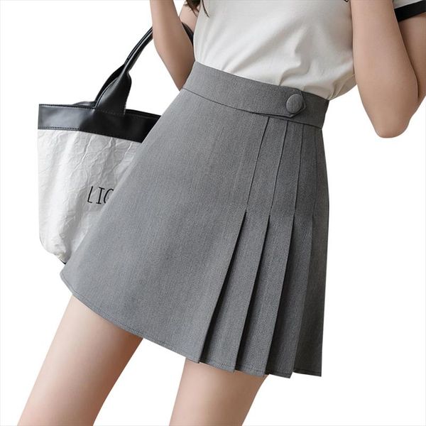 

spring summer mini skirts for women high waist slim korean pleated shorts skirts school uniform black grey kawaii faldas mujer