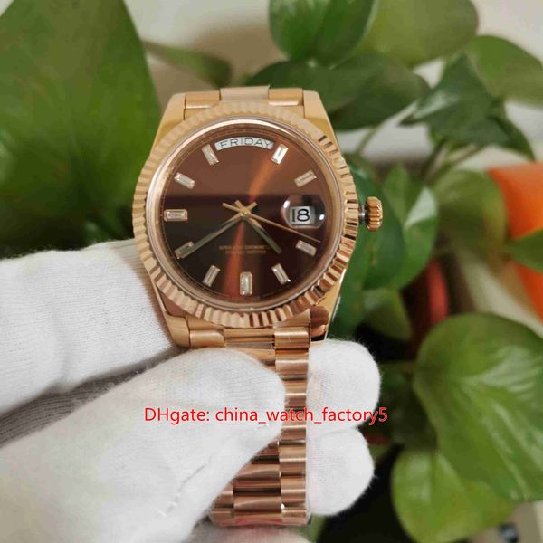 

2 style bp maker v5 version 40mm day-date 228238 president 18k gold asia 2813 movement mechanical automatic mens wat, Slivery;brown