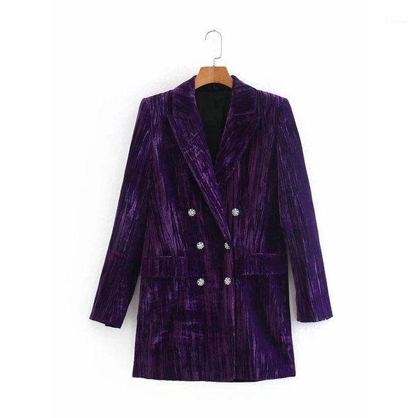 

2020 women's new fashion evening dress with diamond buttons velvet style casual blazer1, White;black