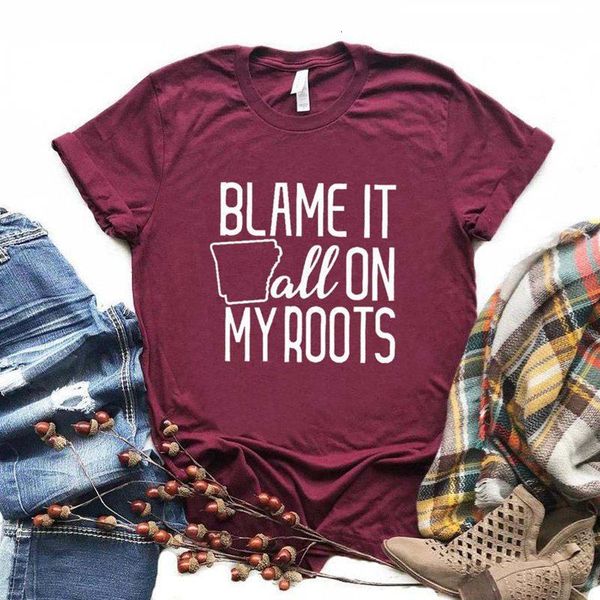 

women t shirt blame it all on my roots print tshirt women short sleeve o neck loose t-shirt ladies causal tee shirt, White