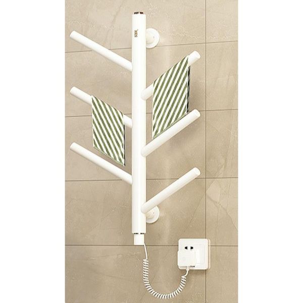

hooks & rails one button switch intelligent electric heating towel rack plug in and play, household bath e