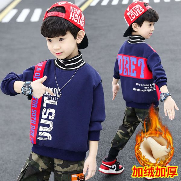 

sweater autumn winter boys' 2020 new plush and thickened korean children's undershirt, Black