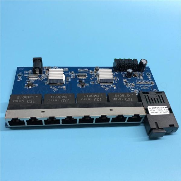 

fiber optic equipment 1g8e 10/100/1000m gigabit ethernet switch optical media converter single mode 8*rj45 1*sc port pcba board