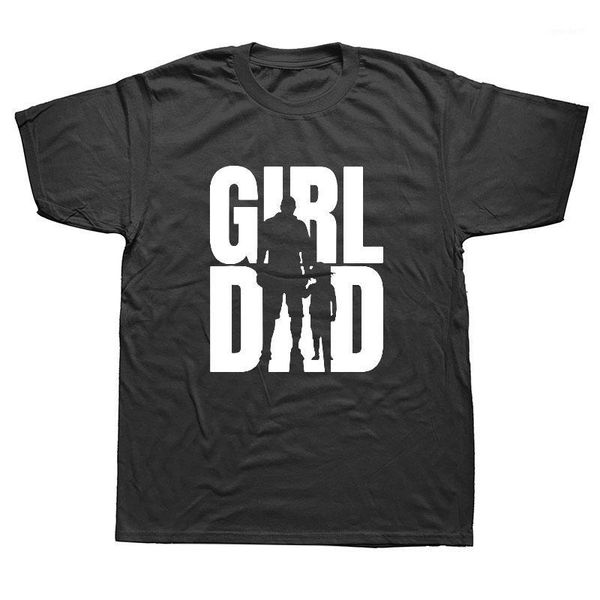 

men's t-shirts girldad girl dad proud father of daughters cute father's day t-shirt cotton black tee1, White;black