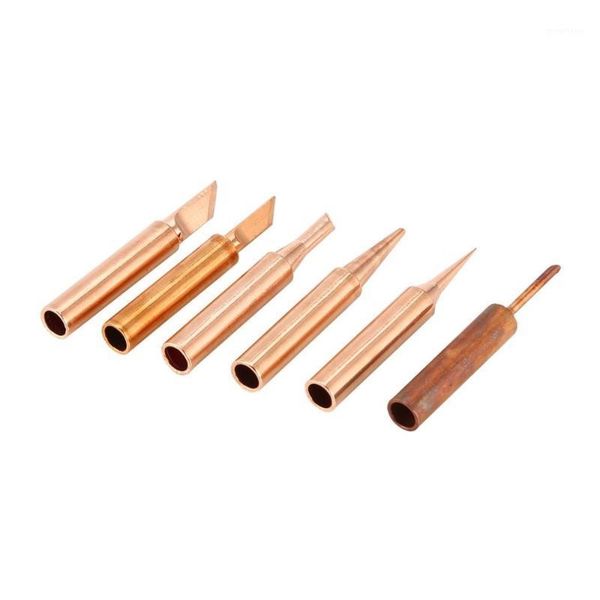 

5pcs solder soldering iron tip pure copper replacement rework station tool lead-welding head bits electric diy repair1