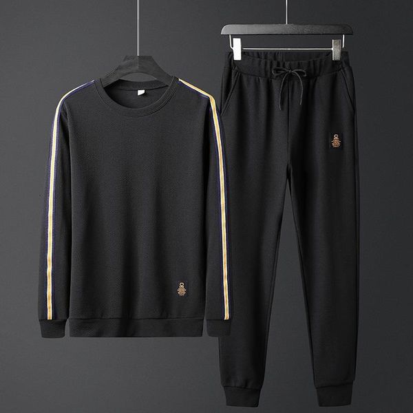 

mens sportwear sets tracksuit men sweatshirts pullover casual jackets elastic pant set 2019 spring coat pant suit for male hx240, Gray