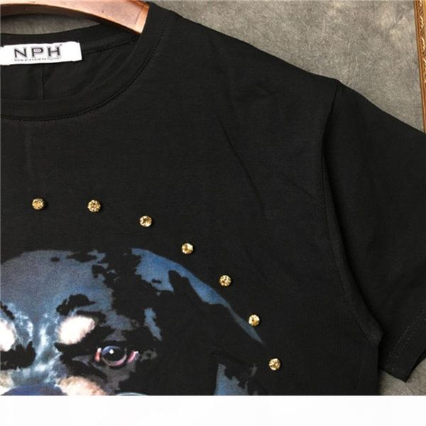 

mens stylist t shirt men women cotton dog printing summer t shirt hip hop short sleeve size s-xxl, White;black