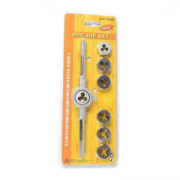

8pcs multifunction die wrench set m3-m12 screw tap die set external thread cutting tapping hand tool kit thread screwdriver1
