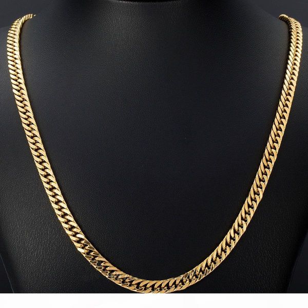 

6m mens boys316l stainless steel 18kgold curb cuban chain necklace 24, Silver