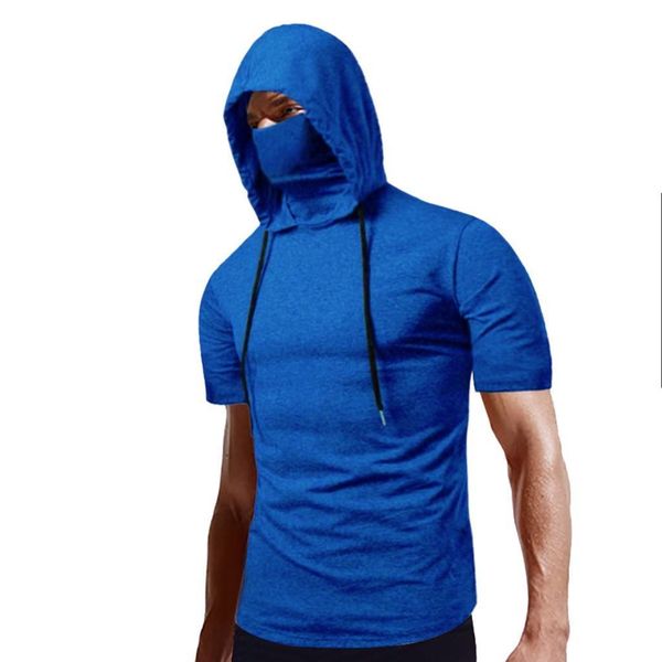 

sweatshirts men hoodies solid color mask hooded short-sleeved men 2020 new casual fashion short-sleeved #yl5, Black
