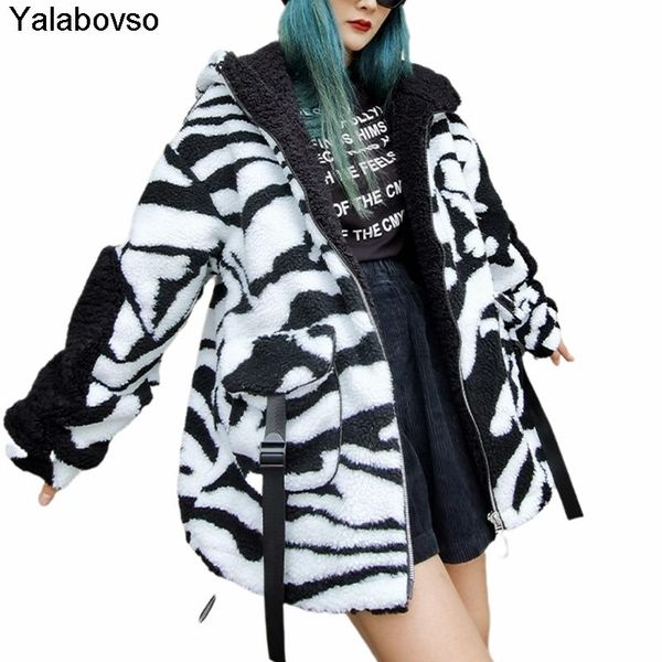 

thickened warm fleece loose jacket with zipper winter comfortable coat with velvet inside pocket fashion outwear female, Black;brown