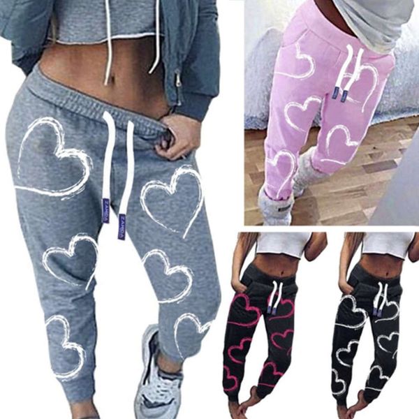 

2010 women's fashion drawstring lace up love print casual queen leggings, Gray