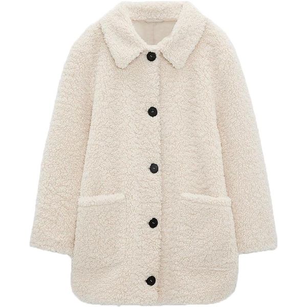 

2020loose wholesale casual beautiful fashion new style wool long ladies winter coats sheep lamb fur jacket teddy coat women, Black;brown