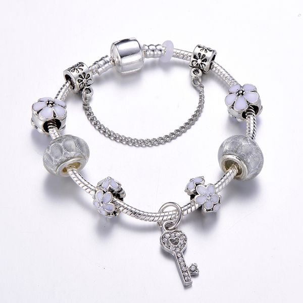 

key silver charm romantic for love fits pandora bracelet women wedding jewelry