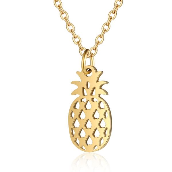 

pendant necklaces fnixtar 316l stainless steel pineapple charm necklace for women fruit hollow fashion jewelry special gift, Silver
