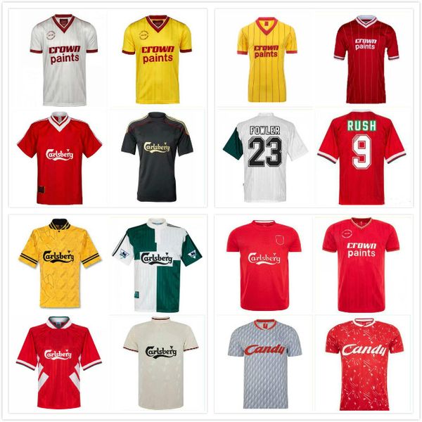 

retro soccer jersey 89 91 95 96 04 05 final istanbul 8 gerrard steven 2005 smicer alonso hamann champion maglia maillot quality, Black;yellow