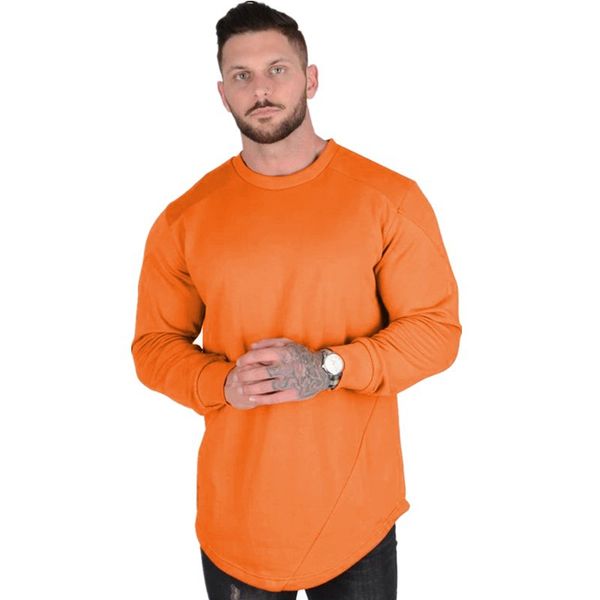 Felpe con cappuccio da uomo Felpe da uomo T-shirt da palestra Casual a maniche lunghe Pullover Solid O Neck Muscle Tops Felpa da allenamento