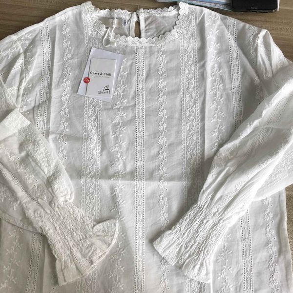 

embroidery lace shirt plus size spring women long sleeve linen cotton girls blouse femme casual white women blouses 6874 50 q1217