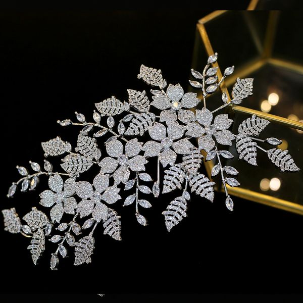 

bridal wedding jewelry hair accessories zirconia jewelry ladies headdress wedding hair clips party hair accessories crown t200110, White;golden